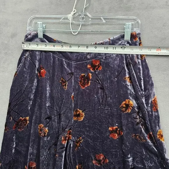Anthropologie Ett Twa Jessie Velvet Wide Leg Pants Floral Burnout Boho Size Xs - Picture 5 of 9